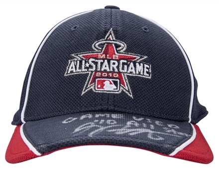 2010 Joey Votto Batting Practice Used, Signed & Inscribed All-Star Hat (MLB Authenticated & PSA/DNA)